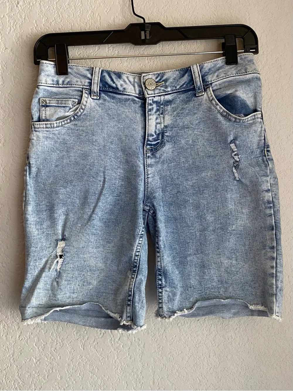 Justice Light Blue Distressed Denim Bermuda Shorts